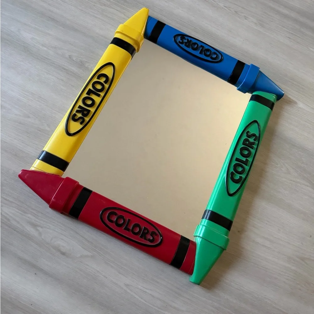 Vintage Color Crayon Accent Mirror Primary Red Yellow Blue Green Kids Decor